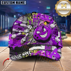 Maxcorners Bowling Graffiti Rage Multicolor Personalized Name 3D Cap
