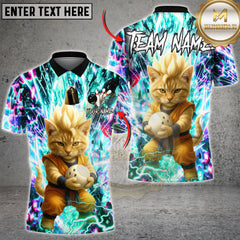 Maxcorners Bowling Galaxy Power Cat Multicolor Customized Name, Team Name 3D Shirts