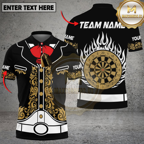 Maxcorners Darts Golden Dartboard Flames Personalized Name 3D Unisex Shirt