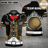 Maxcorners Golf Golden Flames Ball Personalized Name 3D Unisex Shirt