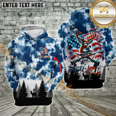 Maxcorners American Flag Deer Hunting Buck Around And Find Out Custom Name Shirt 3D All Over Printed Clothes