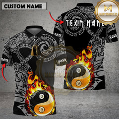 Maxcorners Billiards Tribal Flame Yin Yang Multicolor Customized Name, Team Name 3D Shirt