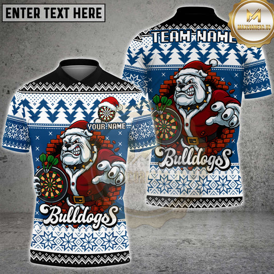Maxcorners Christmas Bulldog Dart Multicolor Customized Name, Team Name 3D Shirt