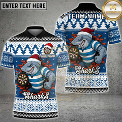 Maxcorners Christmas Shark Dart Multicolor Customized Name, Team Name 3D Shirt