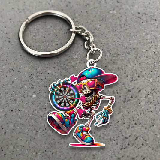 Maxcorners Darts Hip Hop Skeleton Player 3D Keychain