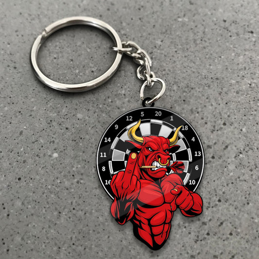 Maxcorners Darts Angry Red Bull Player 3D Keychain