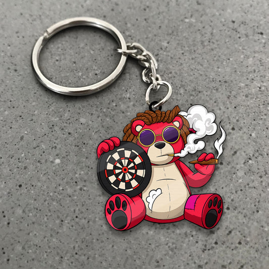 Maxcorners Darts Smoking Teddy Bear 3D Keychain
