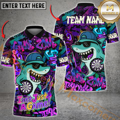 Maxcorners Darts Cool Shark Graffiti Street Style  Multicolor Customized Name, Team Name 3D Polo Shirt