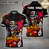 Maxcorners Bowling Rap Skull Graffiti Strike Style Multicolor Customized Name, Team Name 3D Polo Shirt