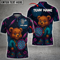 Maxcorners Bowling Cute Bear Holding Board Multicolor Personalized 3D Shirt