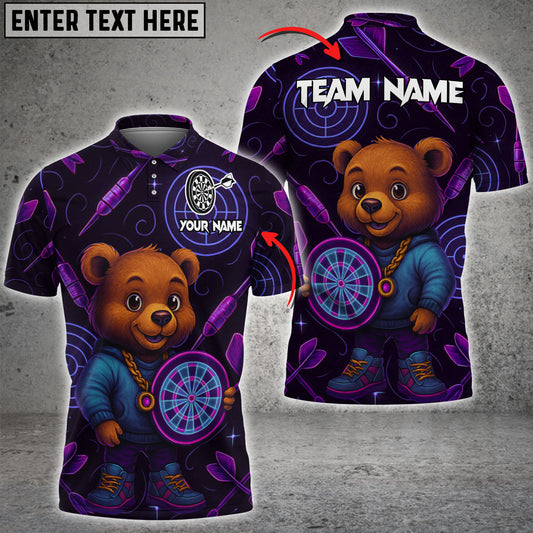 Maxcorners Bowling Cute Bear Holding Board Multicolor Personalized 3D Shirt