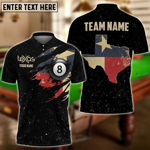 Maxcorners Billiards Texas Style Personalized Name, Team Name 3D Polo Shirt