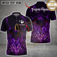 Maxcorners Bowling Electric Dragon Multicolor Customized Name, Team Name 3D Shirts