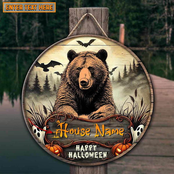 Maxcorners Bear Hunting Customized House Name Halloween Wooden Sign