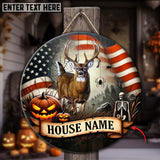 Maxcorners Deer Hunting Customized House Name Halloween Wooden Sign