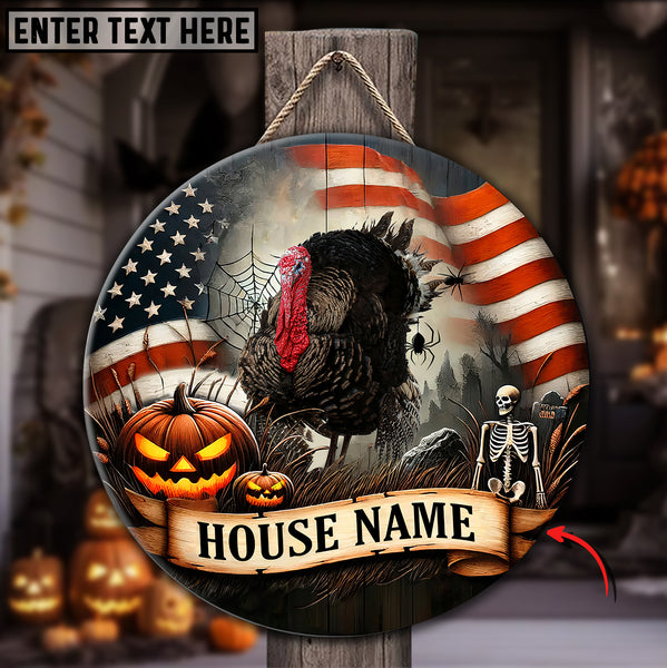 Maxcorners Turkey Hunting Customized House Name Halloween Wooden Sign