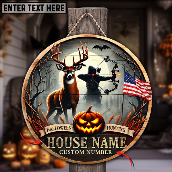 Maxcorners Deer Hunting Wilderness Customized House Name Halloween Wooden Sign