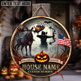 Maxcorners Haunted Hunting Moose Customized House Name Halloween Wooden Sign