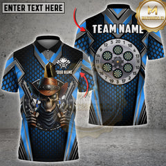 Maxcorners Darts Skull Cowboy Multicolor Customized Name, Team Name 3D Shirts