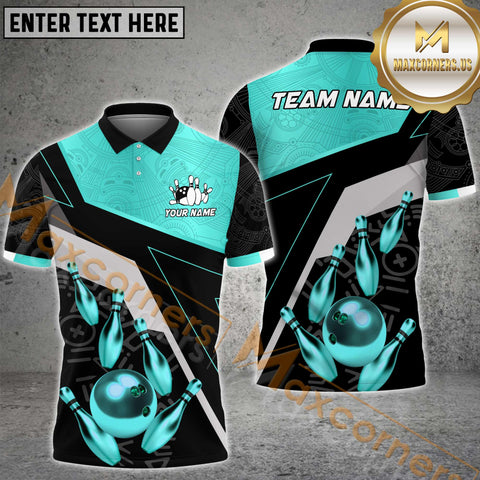 Maxcorners Premium Bowling Jersey Multicolor Customized Name, Team Name 3D Polo Shirt