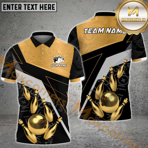 Maxcorners Premium Bowling Jersey Multicolor Customized Name, Team Name 3D Polo Shirt