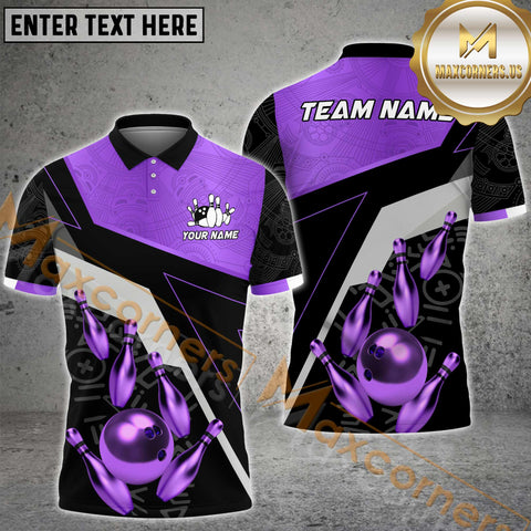 Maxcorners Premium Bowling Jersey Multicolor Customized Name, Team Name 3D Polo Shirt