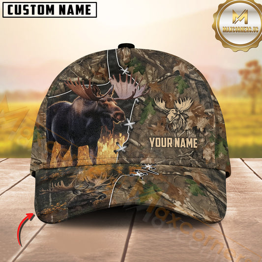 Maxcorners Moose Hunting Camouflage Pattern Personalized 3D Cap