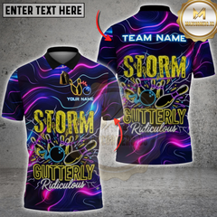 Maxcorners Bowling Neon Storm Gutterly Ridiculous Personalized Name 3D Unisex Shirt