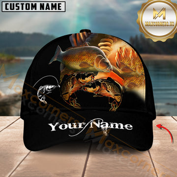 Maxcorners Koi Carp Fishing Golden Shadow Illustration Customized Name 3D Cap