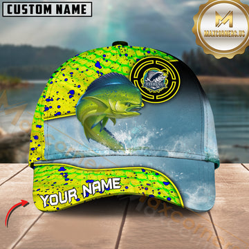 Maxcorners  Mahi-mahi Fishing Skin Fishing Pattern Circle Premium Art Customized Name 3D Cap