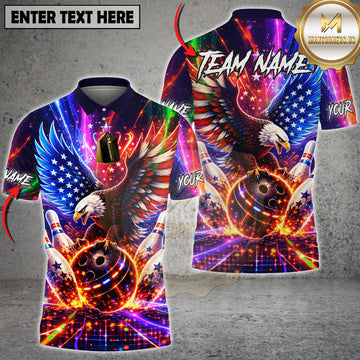 Maxcorners Bowling American Eagle Patriotic Fire Bowling Strike Design Personalized Name 3D Unisex Shirt