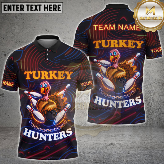 Maxcorners Bowling Turkey Hunters Funny Thanksgiving Bowling Personalized Name, Team Name 3D Shirt