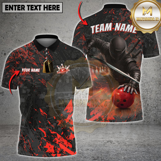 Maxcorners Bowling Shadow Ninja Bowling Ball Multicolor Customized Name, Team Name 3D Shirts