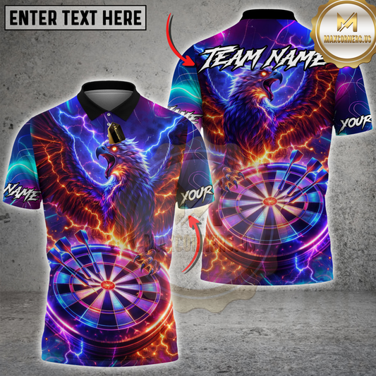Maxcorners Darts Electric Fire Eagle Neon Dartboard Personalized Name 3D Unisex Shirt