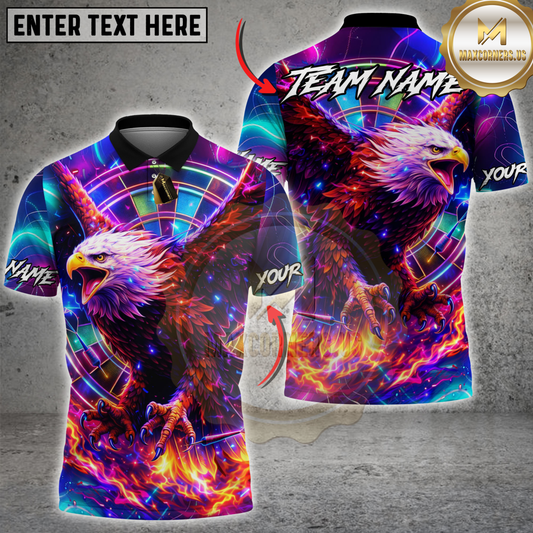 Maxcorners Darts Flaming Neon Eagle Dartboard Personalized Name 3D Unisex Shirt