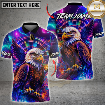 Maxcorners Darts Neon Royal Eagle Dartboard Personalized Name 3D Unisex Shirt