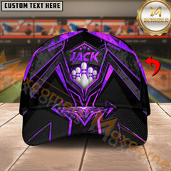 Maxcorners Bowling And Pins Abstract Grunge Texture X Multicolor Personalized Name 3D Cap