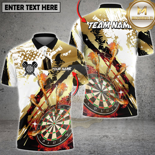 Maxcorners Darts Dartboard Gold Splash Multicolor Customized Name, Team Name 3D Shirt