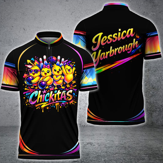 Maxcorners Bowling Chickitas Team Jerseys, Men Bowling Polo Shirts For Gabriella