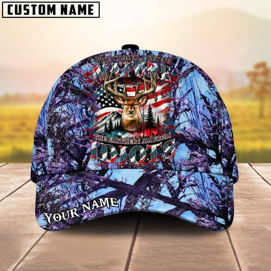 Maxcorners Deer Hunting Camo USA Flag Mutilcolored Personalized Name 3D Cap