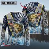 Maxcorners Bass Fishing Cod Water Blue Sun Protection Personalized Name, Team Name Long Sleeve Shirt