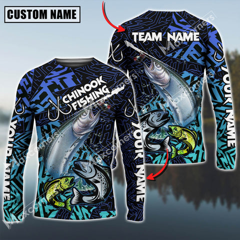 Maxcorners Chinook Fishing Sun Protection Blue Water Sport Jersey Personalized Name,Team Name Long Sleeve Shirt