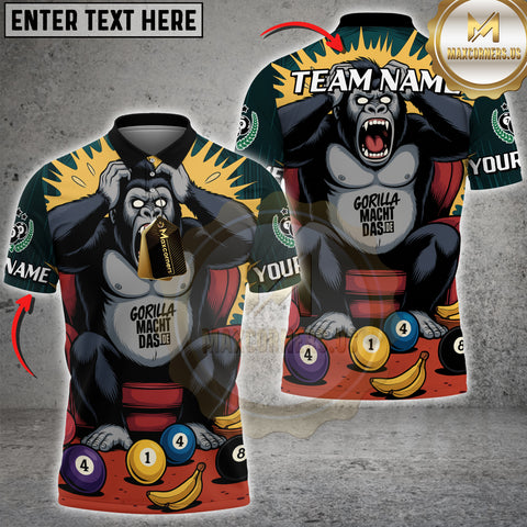 Maxcorners Billiard Gorilla Pool Rage Personalized Name, Team Name 3D Unisex Shirt