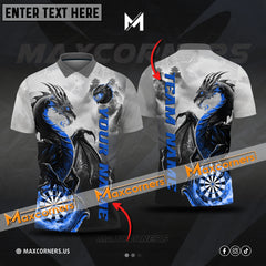 Maxcorners Darts Dragon Thunder Lightning Mutilcolor Options Personalized Name, Team Name 3D Polo Shirt
