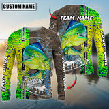 Maxcorners Mahi-Mahi Fishing Skin Fish Sport Jersey Sun Protection Personalized Name, Team Name Long Sleeve Shirt