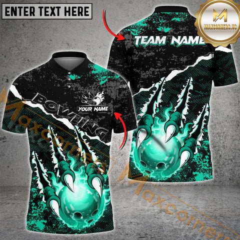 Maxcorners Monster Hand Bowling Jersey Multicolor Customized Name, Team Name 3D Polo Shirt