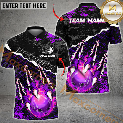 Maxcorners Monster Hand Bowling Jersey Multicolor Customized Name, Team Name 3D Polo Shirt