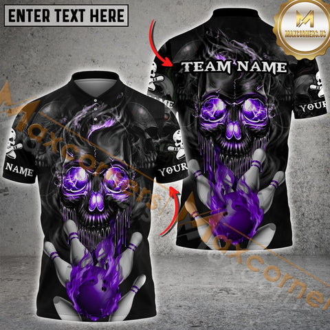 Maxcorners Skull Flame Bowling Jersey Multicolor Options Personalized Name, Team Name 3D Shirt