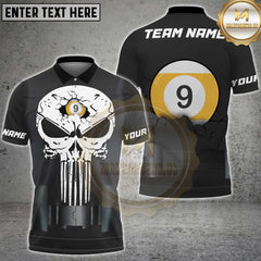 Maxcorners Billiards Skull 9 Ball Cracked Design Personalized Name 3D Unisex Shirt