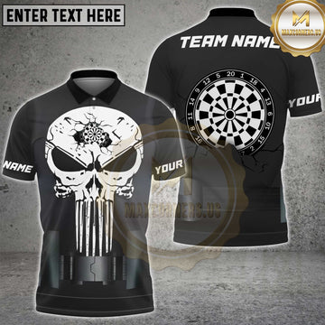 Maxcorners Darts Skull Cracked Dartboard Design Personalized Name 3D Unisex Shirt